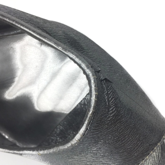 JLO Metallic Gray Shiny platform open toe heels - Picture 5 of 7